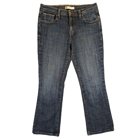 Levi's 515 Jeans 10M Women's 30x32 Bootcut Blue Cotton Mid-Rise Flared Dark Wash - Picture 1 of 10
